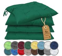NatureMark Set 4 Cuscini per Sedie con Cordini 40x40 cm - Set di Cuscini Imbottiti per Cucina, Giardino e Interni - Colore Verde Scuro