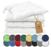 NatureMark Set 4 Cuscini per Sedie con Cordini 40x40 cm - Set di Cuscini Imbottiti per Cucina, Giardino e Interni - Colore Bianco/crema