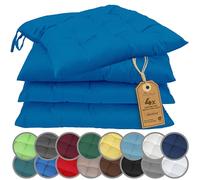 NatureMark Cuscini per sedie | Confezione da 4 | Cuscini per sedie con cordini | Imbottiti | 40x40 cm | Esterno/Interno | Blu Reale