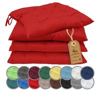 NatureMark Set 4 Cuscini per Sedie con Cordini 40x40 cm - Set di Cuscini Imbottiti per Cucina, Giardino e Interni - Colore Rosso