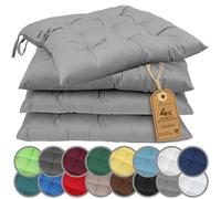 NatureMark Cuscini per sedie | Confezione da 4 | Cuscini per sedie con cordini | Imbottiti | 40x40 cm | Esterno/Interno | Grigio argento