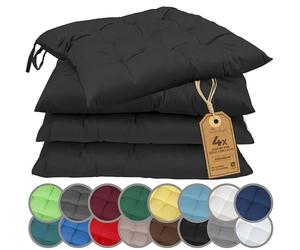 NatureMark Set 4 Cuscini per Sedie con Cordini 40x40 cm - Set di Cuscini Imbottiti per Cucina, Giardino e Interni - Colore Nero