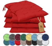 NatureMark Set 8 Cuscini per Sedie con Cordini 40x40 cm - Set di Cuscini Imbottiti per Cucina, Giardino e Interni - Colore Rosso