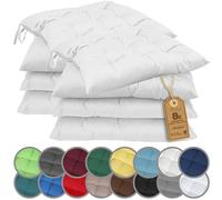 NatureMark Set 8 Cuscini per Sedie con Cordini 40x40 cm - Set di Cuscini Imbottiti per Cucina, Giardino e Interni - Colore Bianco/crema