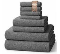 NatureMark - Set di asciugamani a 8 pezzi - 2 asciugamani da bagno, 2 asciugamani per le mani e 4 asciguamani da bidet, Grigio Antracite