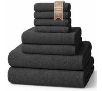 NatureMark set asciugamani 8 pezzi 100% cotone - 4 asciugamani ospite, 2 viso, 2 teli doccia, set bagno, Nero - 30x50, 50x100, 70x140 cm