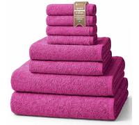 NatureMark set asciugamani 8 pezzi 100% cotone - 4 asciugamani ospite, 2 viso, 2 teli doccia, set bagno, Rosa - 30x50, 50x100, 70x140 cm