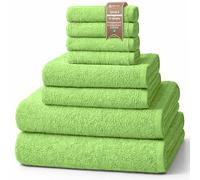 NatureMark - Set da 8 Asciugamani in Spugna, 100% Cotone, Verde Mela