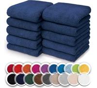 NatureMark Set da 10 panni in spugna per viso e mani - 100% cotone, morbidi e assorbenti - 30×30 cm, Blu Marino