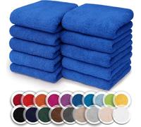 NatureMark Set da 10 panni in spugna per viso e mani - 100% cotone, morbidi e assorbenti - 30×30 cm, Blu Reale