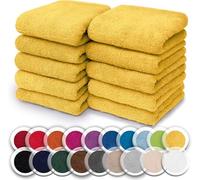 NatureMark Set da 10 panni in spugna per viso e mani - 100% cotone, morbidi e assorbenti - 30×30 cm, Giallo