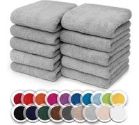 NatureMark Confezione da 10 salviette in spugna, in 100% cotone, da 30 x 30 cm, asciugamani per il viso, Grigio argento