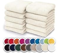 NatureMark Set da 10 panni in spugna per viso e mani - 100% cotone, morbidi e assorbenti - 30×30 cm, Naturale/Crema