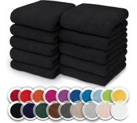 NatureMark Set da 10 panni in spugna per viso e mani - 100% cotone, morbidi e assorbenti - 30×30 cm, Nero