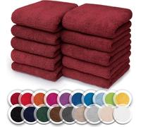 NatureMark Set da 10 panni in spugna per viso e mani - 100% cotone, morbidi e assorbenti - 30×30 cm, Rosso Bordeaux