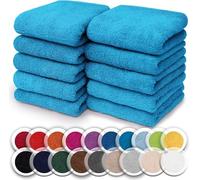 NatureMark Confezione da 10 salviette in spugna, in 100% cotone, da 30 x 30 cm, asciugamani per il viso, Turchese