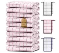 NatureMark Set da 10 strofinacci da cucina 50x70 cm - 100% cotone, assorbenti e resistenti - Strofinacci da cucina per uso domestico e professionale, incluso E-Book, colore: Rosso