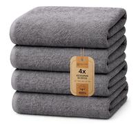 NatureMark Confezione da 4 Asciugamani da Bagno, in 100% Cotone, da 70 x 140 cm, di Colore Antracite/Grigio