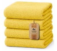 NatureMark Confezione da 4 asciugamani da bagno, in 100% cotone, da 70 x 140 cm, di colore Giallo