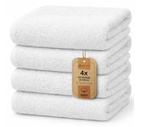 NatureMark Confezione da 4 asciugamani da bagno, in 100% cotone, da 70 x 140 cm, di colore Bianco