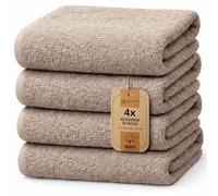 NatureMark Confezione da 4 asciugamani da bagno, in 100% cotone, da 70 x 140 cm, di colore Sabbia/beige