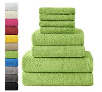 NatureMark - Set da 8 Asciugamani in Spugna, 100% Cotone, Verde Mela