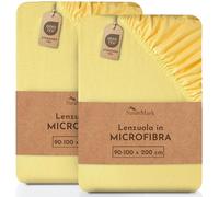 NatureMark - Set di 2 lenzuola con angoli in microfibra - Disponibili in molte taglie e colori (lenzuolo 90x200-120x200 cm, Giallo)