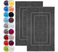 NatureMark Set di 2 Tappeti da Bagno 50x80 cm - Cotone Spugna 800 g/m² - Tappeti Bagno Spessi e Altamente Assorbenti - Asciugatura Rapida - Senza Base in Gomma - Grigio Antracite
