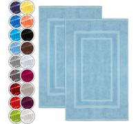 NatureMark Set di 2 Tappeti da Bagno 50x80 cm - Cotone Spugna 800 g/m² - Tappeti Bagno Spessi e Altamente Assorbenti - Asciugatura Rapida - Senza Base in Gomma - Azzurro Chiaro