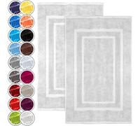 NatureMark Set di 2 Tappeti da Bagno 50x80 cm - Cotone Spugna 800 g/m² - Tappeti Bagno Spessi e Altamente Assorbenti - Asciugatura Rapida - Senza Base in Gomma - Bianco