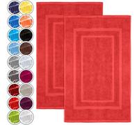 NatureMark Set di 2 Tappeti da Bagno 50x80 cm - Cotone Spugna 800 g/m² - Tappeti Bagno Spessi e Altamente Assorbenti - Asciugatura Rapida - Senza Base in Gomma - Rosso