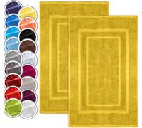 NatureMark Set di 2 Tappeti da Bagno 50x80 cm - Cotone Spugna 800 g/m² - Tappeti Bagno Spessi e Altamente Assorbenti - Asciugatura Rapida - Senza Base in Gomma - Giallo