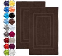 NatureMark Set di 2 Tappeti da Bagno 50x80 cm - Cotone Spugna 800 g/m² - Tappeti Bagno Spessi e Altamente Assorbenti - Asciugatura Rapida - Senza Base in Gomma - Marrone Cioccolato