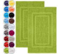 NatureMark Set di 2 Tappeti da Bagno 50x80 cm - Cotone Spugna 800 g/m² - Tappeti Bagno Spessi e Altamente Assorbenti - Asciugatura Rapida - Senza Base in Gomma - Verde Mela