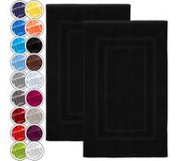 NatureMark Set di 2 Tappeti da Bagno 50x80 cm - Cotone Spugna 800 g/m² - Tappeti Bagno Spessi e Altamente Assorbenti - Asciugatura Rapida - Senza Base in Gomma - Nero