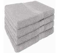 NatureMark Set di 4 asciugamani in spugna, 50 x 100 cm, 100% cotone, colore: argento grigio