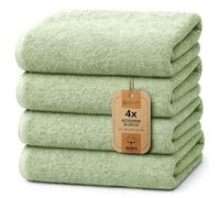 NatureMark Set di 4 teli doccia - teli doccia morbidi e assorbenti in 100% cotone, adatti per l'uso quotidiano - verde muschio, 70 x 140 cm