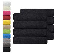 NatureMark Set di 8 asciugamani in spugna, 50 x 100 cm, nero, 100% cotone