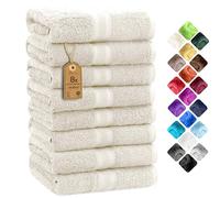 NatureMark Set di 8 asciugamani per le mani - 100% cotone - asciugamani assorbenti e resistenti, dimensioni 50x100 cm, Naturale/Crema