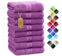 NatureMark Set di 8 asciugamani per le mani - 100% cotone - asciugamani assorbenti e resistenti, dimensioni 50x100 cm, Lilla