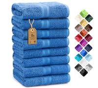 NatureMark Set di 8 asciugamani per le mani - 100% cotone - asciugamani assorbenti e resistenti, dimensioni 50x100 cm, Blu Reale