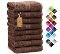 NatureMark Set di 8 asciugamani per le mani - 100% cotone - asciugamani assorbenti e resistenti, dimensioni 50x100 cm, Marrone Cioccolato