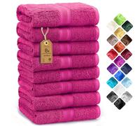 NatureMark Set di 8 asciugamani per le mani - 100% cotone - asciugamani assorbenti e resistenti, dimensioni 50x100 cm, Rosa