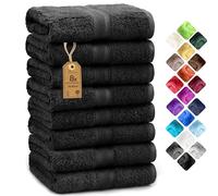 NatureMark Lot de 8 serviettes de toilette en tissu éponge, 100% coton, Noir, 50 x 100 cm