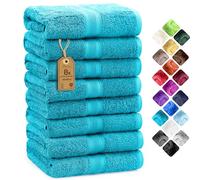 NatureMark Set di 8 asciugamani per le mani - 100% cotone - asciugamani assorbenti e resistenti, dimensioni 50x100 cm, Turchese