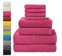 NatureMark - Set di asciugamani a 8 pezzi - 2 asciugamani da bagno, 2 asciugamani per le mani e 4 asciguamani da bidet, Pink