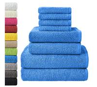 NatureMark - Set di asciugamani a 8 pezzi - 2 asciugamani da bagno, 2 asciugamani per le mani e 4 asciguamani da bidet, Blu Reale