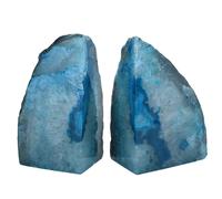 Nature's Decorations - Fermalibri in agata di qualit con geode verde acqua e paracolpi in gomma per mensole, ufficio, casa e arredamento - Coppi