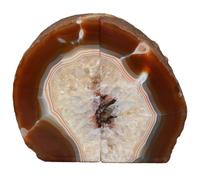 Nature's Decorations - Fermalibri in agata - Fermalibri di qualit in geode marrone con paracolpi in gomma per mensole, ufficio, casa - Coppia di