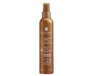 NATURE'S iSolari Spray Fluido Solare SPF20, Protezione Solare Leggera, Fresca e a Rapido Assorbimento, Resistente All'Acqua e Anti Aabbia, 200 ml